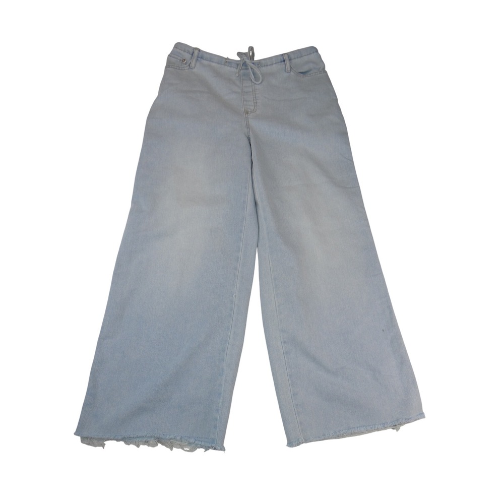 No Boundaries Womens Wide Leg Light Wash Denim Pants Elastic Waist L 12-14 4661